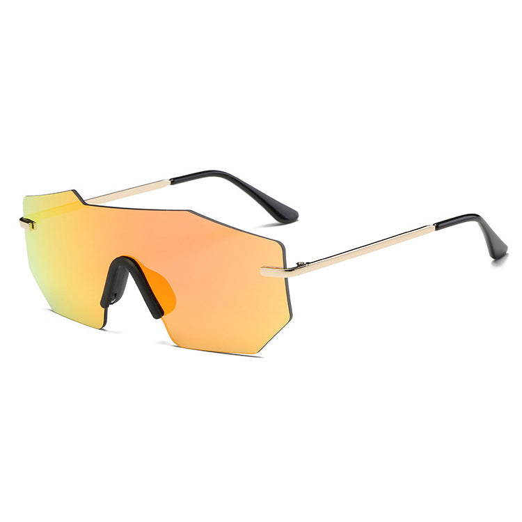 Wholesale Large Frame Siamese Lens Metal Leg PC Sunglasses